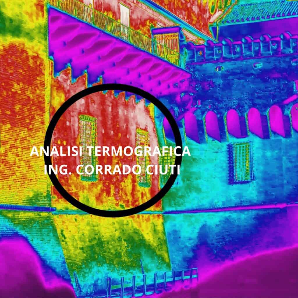 Termografia muratura Castello Estense riflessione solare umidità di risalita castelli umidità di risalita castelli