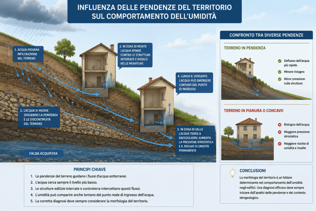 Influenza delle pendenze del territorio sul comportamento dell’umidità Influenza delle pendenze del territorio sul comportamento dell’umidità