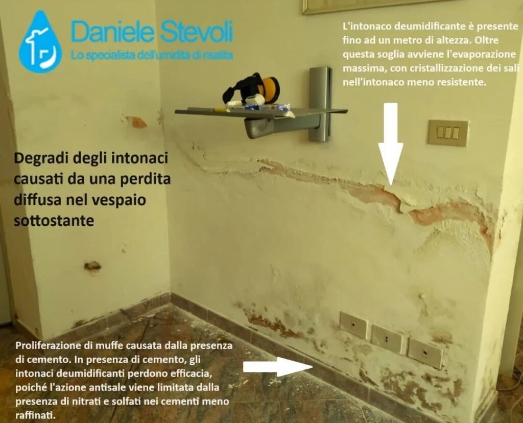 Intonaco rifatto più volte con ricomparsa del degrado Intonaco rifatto più volte con ricomparsa del degrado