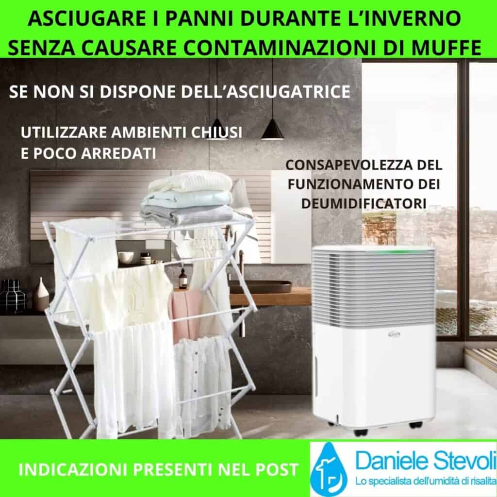Produzione di umidità interna durante l’asciugatura dei panni in casa Produzione di umidità interna dovuta all’asciugatura dei panni negli ambienti