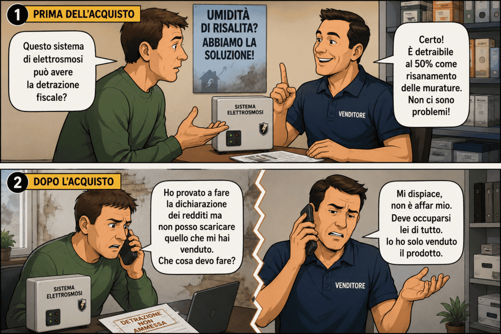 Diagnosi tecnica prima degli interventi contro l’umidità inversione polarità barriera chimica detrazioni