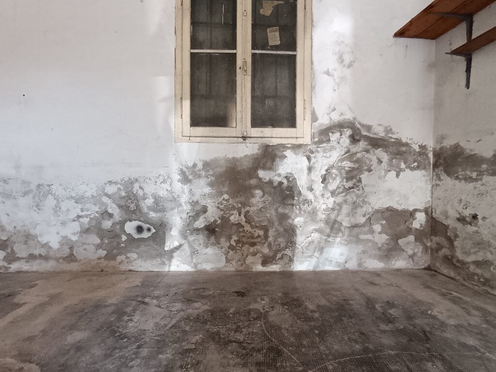 Infiltrazioni da facciata e degrado di intonaco incompatibile in edificio storico