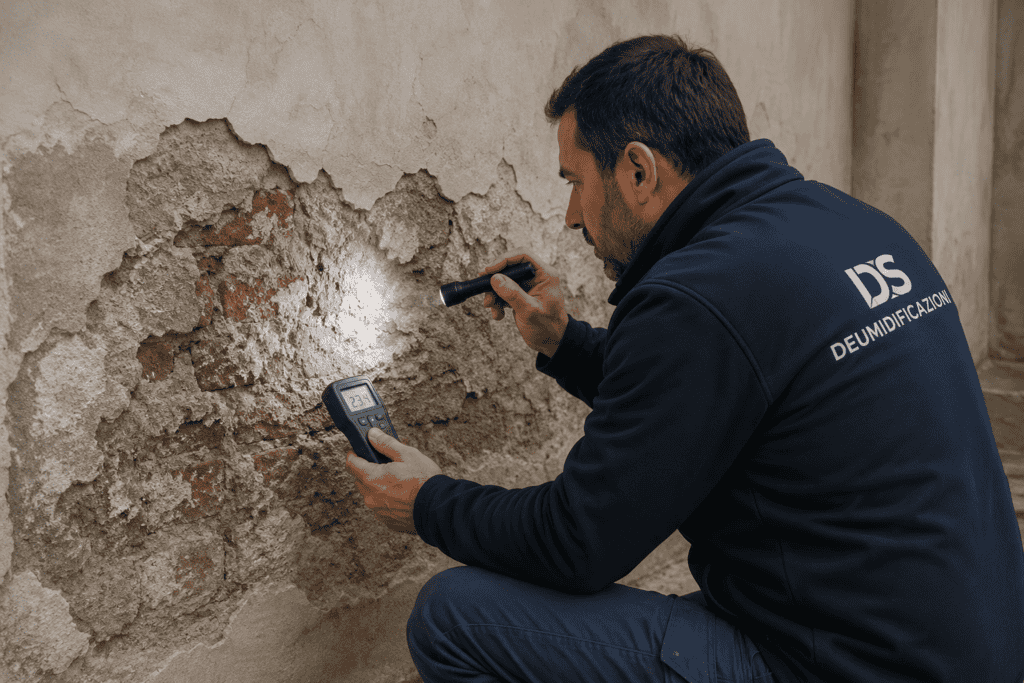 Ispezione del danno su muro Ispezione del danno su muro