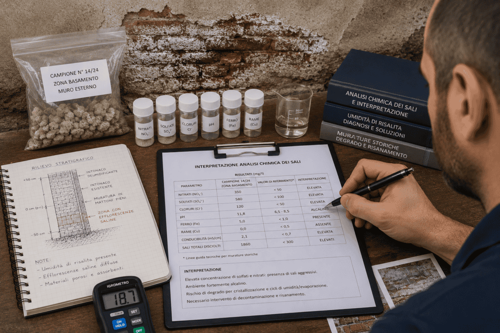 Interpretazione dell'analisi chimica dei sali durante la diagnosi di una muratura Interpretazione dell'analisi chimica dei sali durante la diagnosi di una muratura