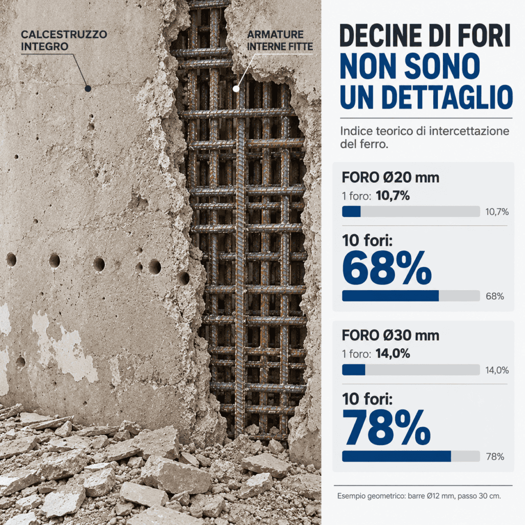 Indice teorico di intercettazione delle armature durante l’esecuzione di fori nel cemento armato Indice teorico di intercettazione delle armature durante l’esecuzione di fori nel cemento armato