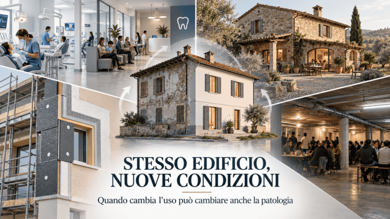 Umidità dopo un cambio d’uso: quattro casi reali che mostrano perché l’edificio cambia comportamento