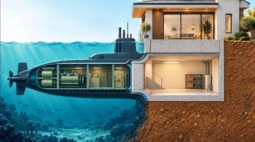 Confronto tra sommergibile immerso e seminterrato controterra soggetti alla pressione dell’acqua Confronto tra sommergibile immerso e seminterrato controterra soggetti alla pressione dell’acqua
