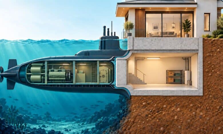 Confronto tra sommergibile immerso e seminterrato controterra soggetti alla pressione dell’acqua